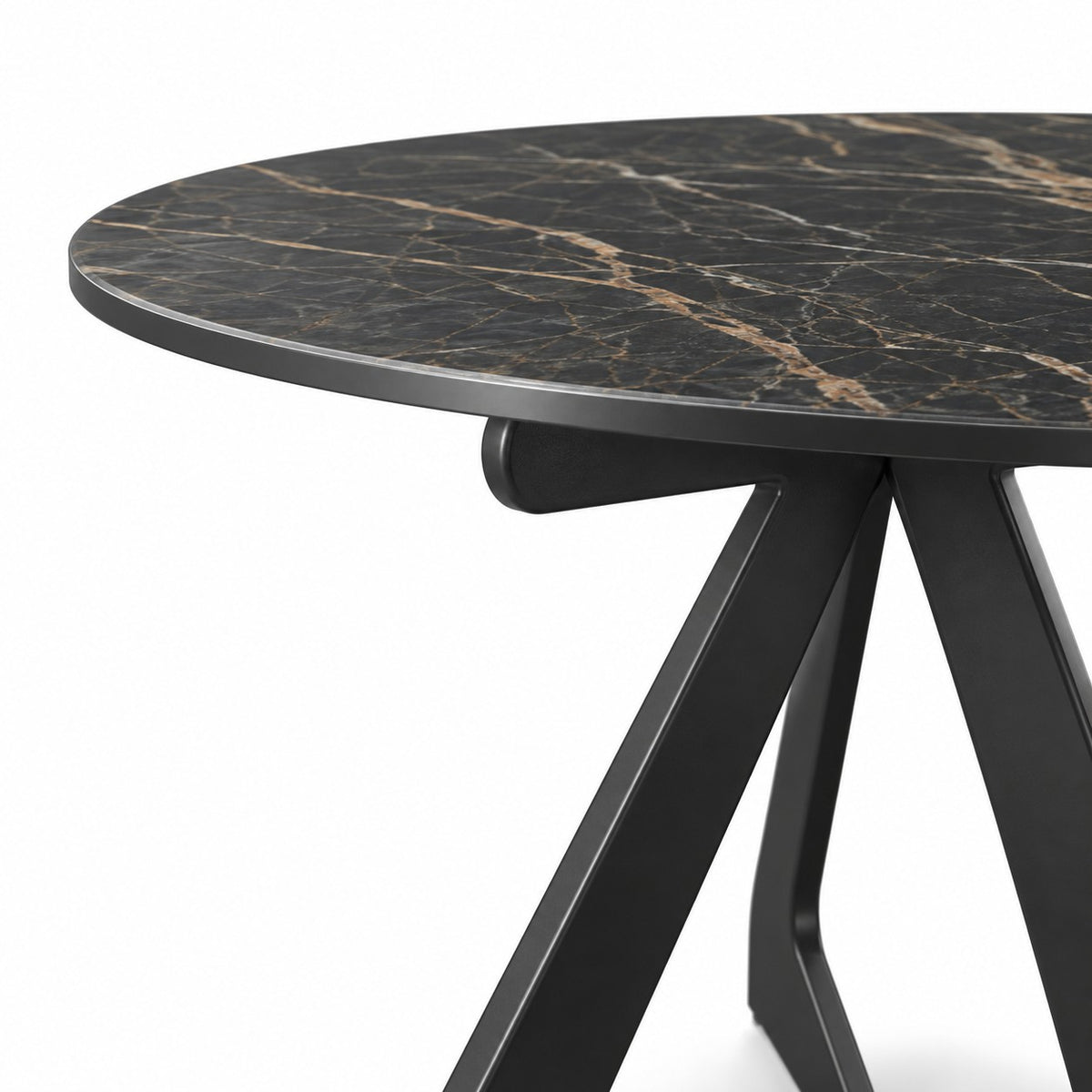 Coffee Table Tsurugi - Noir Désir MXC 123 Ceramic - Black Metal - Ø 57 cm - detail