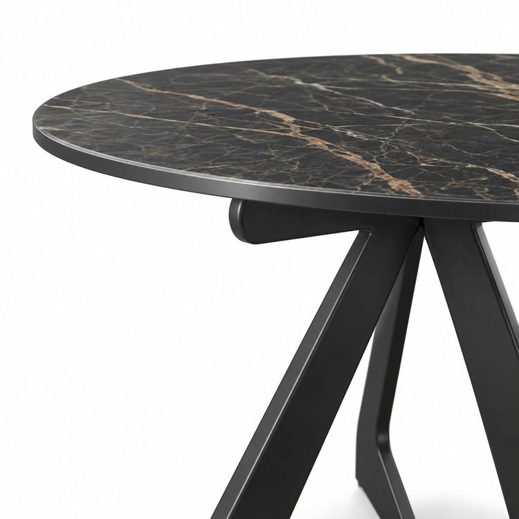 Coffee Table Tsurugi - Noir Désir MXC 123 Ceramic - Black Metal - Ø 57 cm - detail