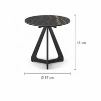 Coffee Table Tsurugi - Noir Désir MXC 123 Ceramic - Black Metal - Ø 57 cm - dimensions