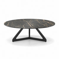 Coffee Table Tsurugi - Noir Désir MXC 123 Ceramic - Black Metal - Ø 90 cm - front view
