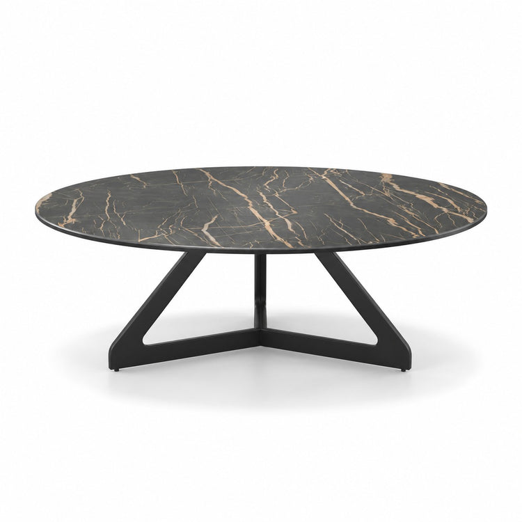 Coffee Table Tsurugi - Noir Désir MXC 123 Ceramic - Black Metal - Ø 90 cm - front view