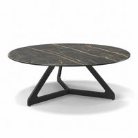 Coffee Table Tsurugi - Noir Désir MXC 123 Ceramic - Black Metal - Ø 90 cm - three-quarter view