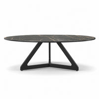 Coffee Table Tsurugi - Noir Désir MXC 123 Ceramic - Black Metal - Ø 90 cm - side view