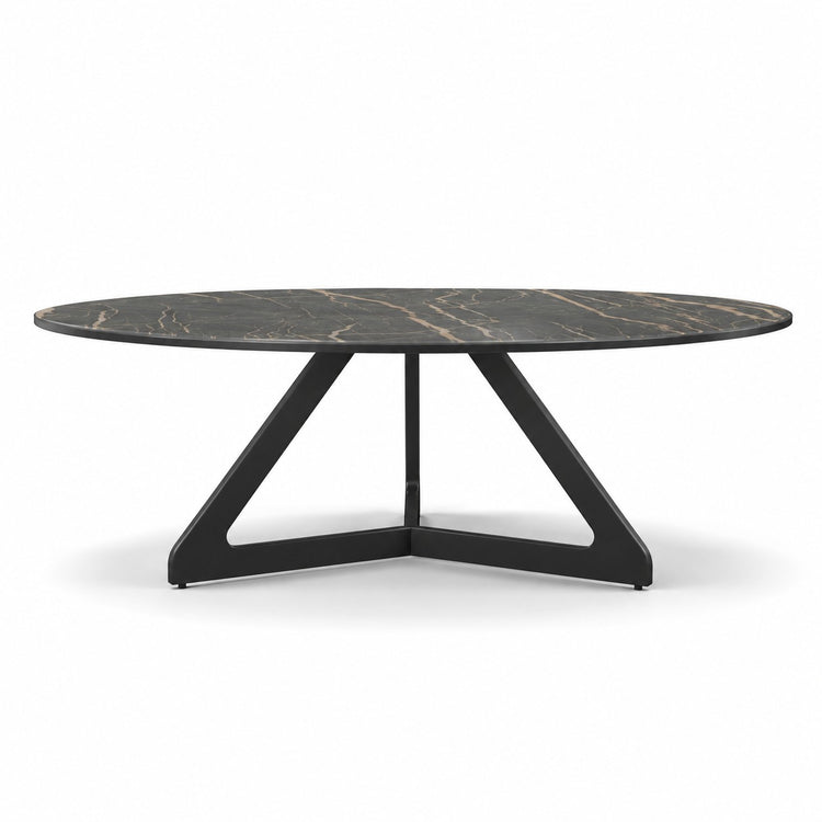 Coffee Table Tsurugi - Noir Désir MXC 123 Ceramic - Black Metal - Ø 90 cm - side view