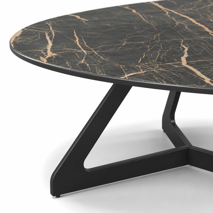 Coffee Table Tsurugi - Noir Désir MXC 123 Ceramic - Black Metal - Ø 90 cm - detail