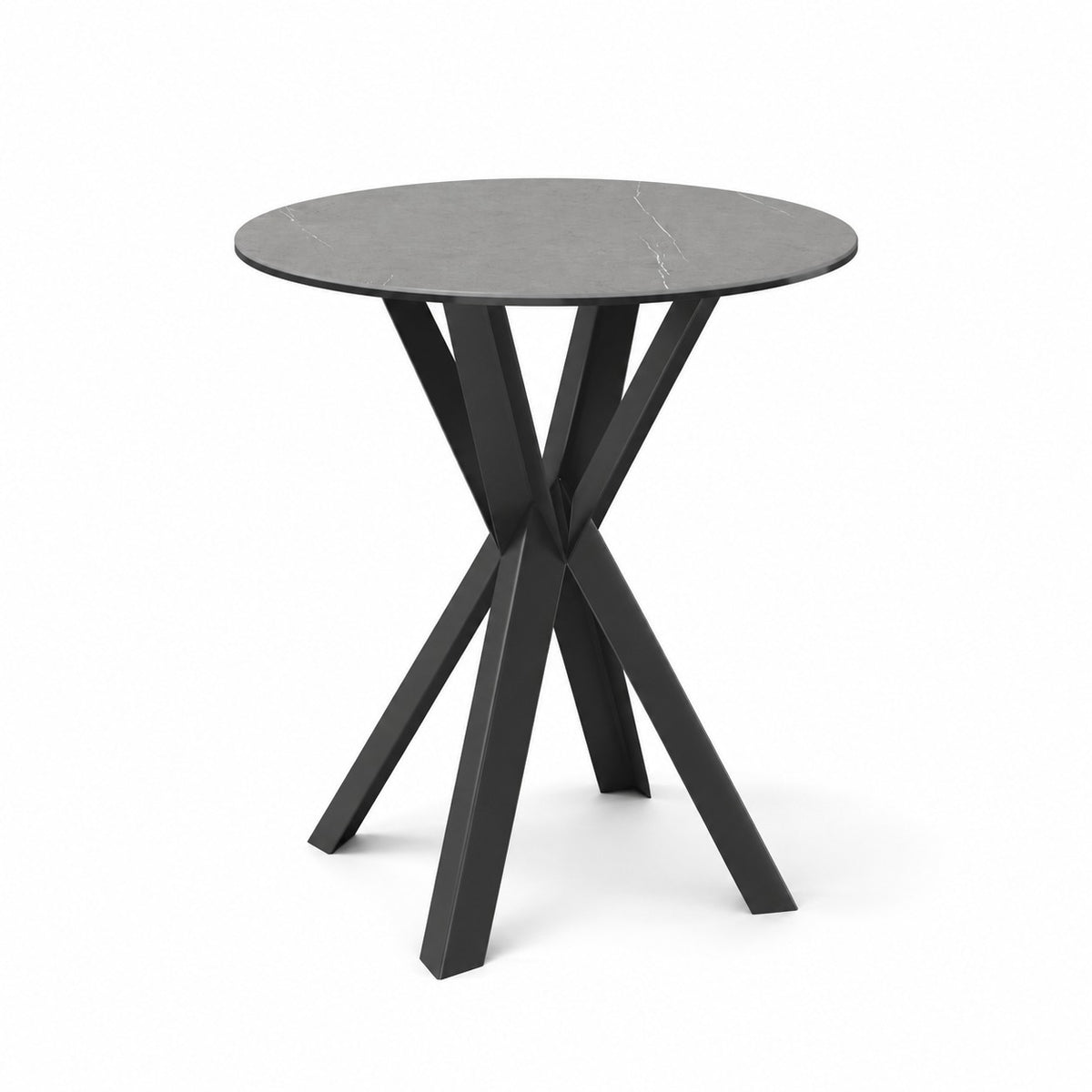 Coffee Table Usu - Grey MXC 122 Ceramic - Black Metal - Ø 57 cm - front view