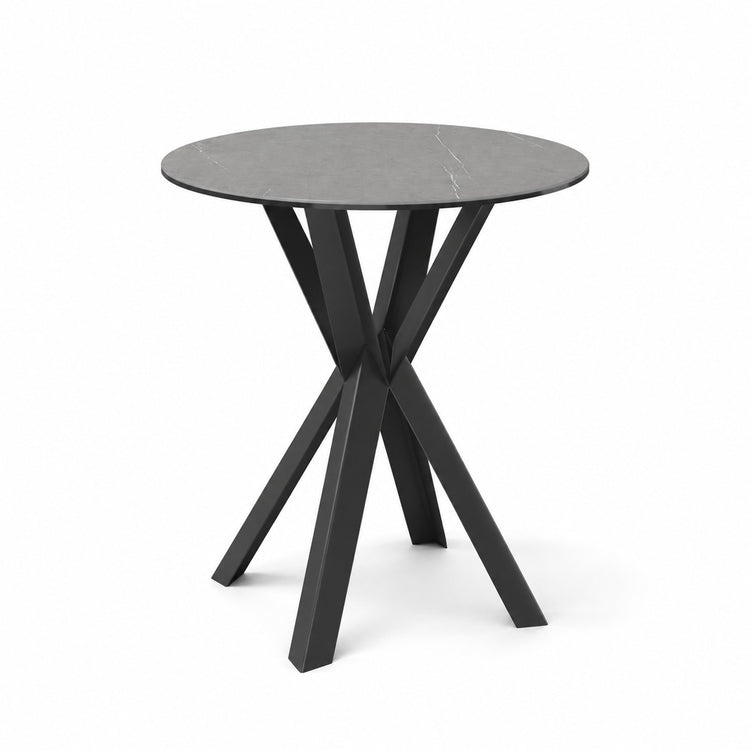 Coffee Table Usu - Grey MXC 122 Ceramic - Black Metal - Ø 57 cm - front view
