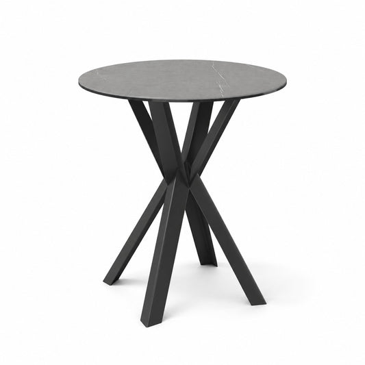 Coffee Table Usu - Grey MXC 122 Ceramic - Black Metal - Ø 57 cm - front view