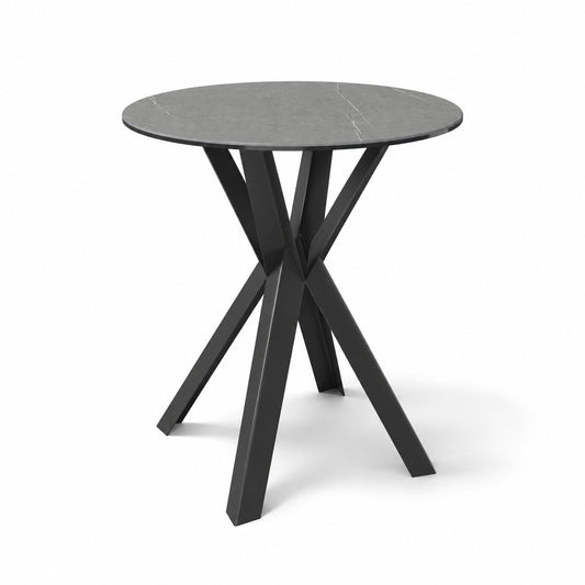 Coffee Table Usu - Grey MXC 122 Ceramic - Black Metal - Ø 57 cm - three-quarter view