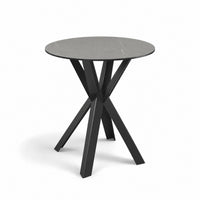 Coffee Table Usu - Grey MXC 122 Ceramic - Black Metal - Ø 57 cm - three-quarter view