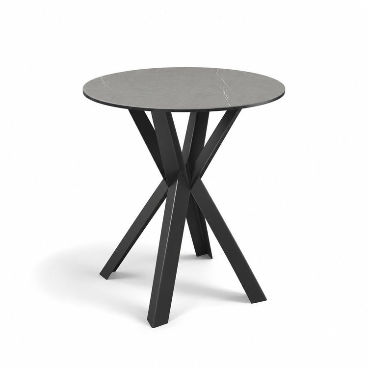 Coffee Table Usu - Grey MXC 122 Ceramic - Black Metal - Ø 57 cm - three-quarter view