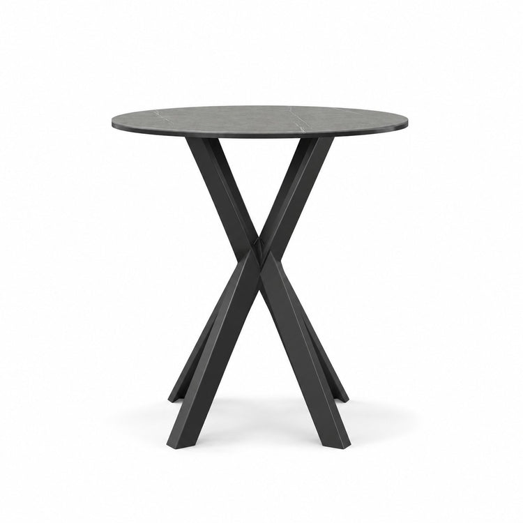 Coffee Table Usu - Grey MXC 122 Ceramic - Black Metal - Ø 57 cm - side view