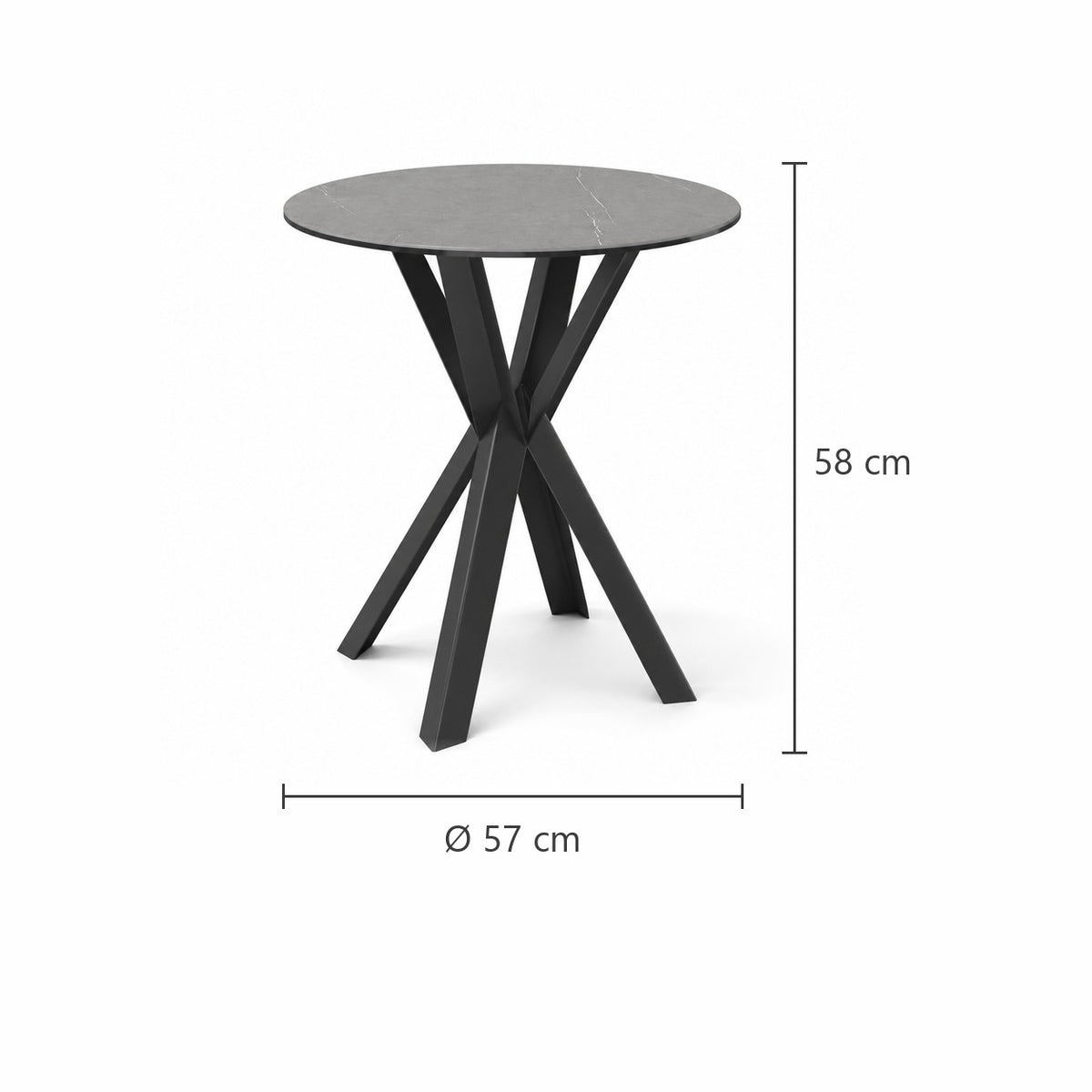 Coffee Table Usu - Grey MXC 122 Ceramic - Black Metal - Ø 57 cm - dimensions