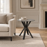 Coffee Table Usu - Grey MXC 122 Ceramic - Black Metal - Ø 57 cm - in a living room