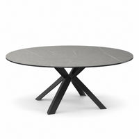 Coffee Table Usu - Grey MXC 122 Ceramic - Black Metal - Ø 90 cm - front view