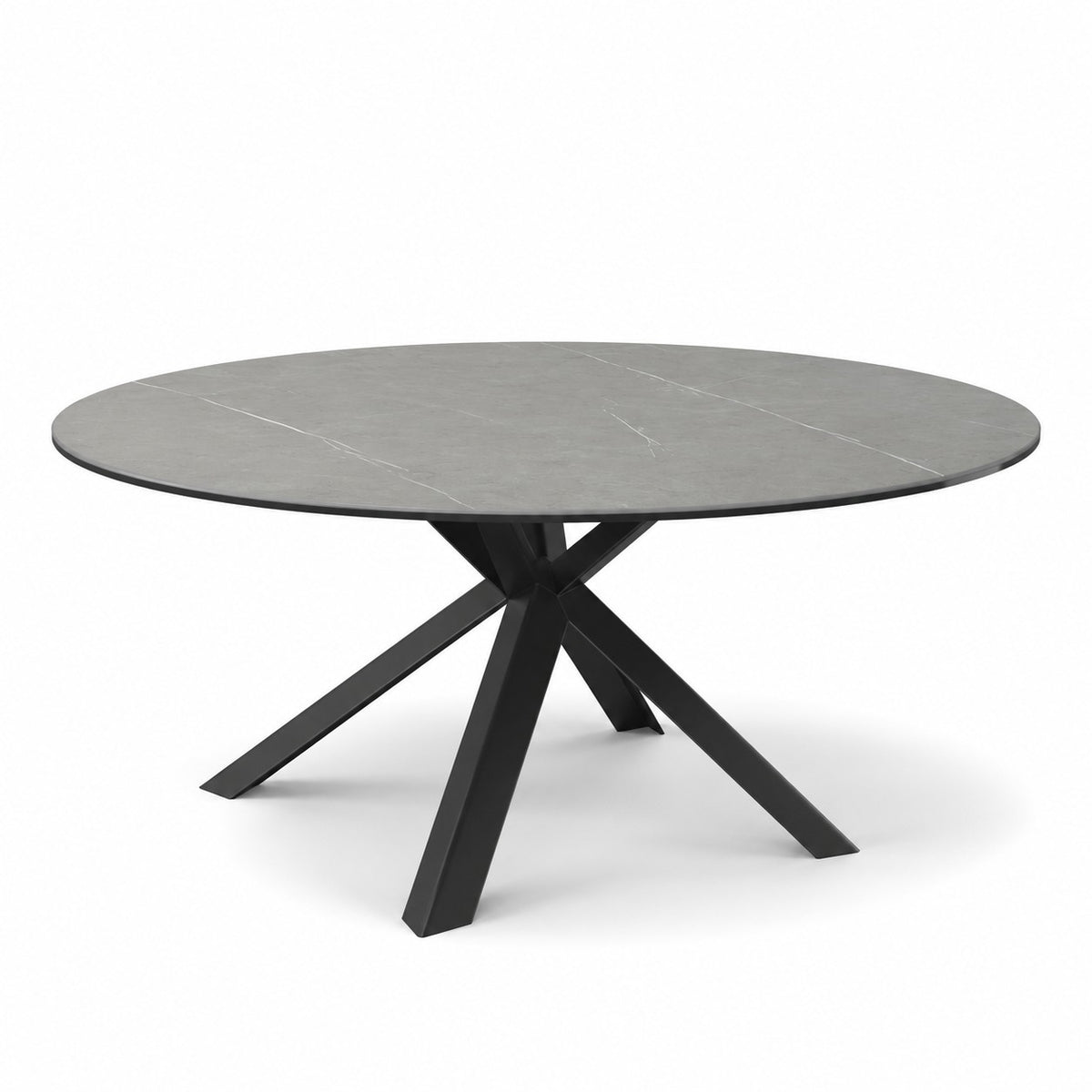 Coffee Table Usu - Grey MXC 122 Ceramic - Black Metal - Ø 90 cm - side view