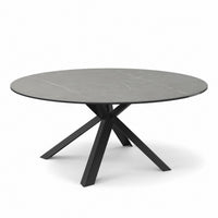 Coffee Table Usu - Grey MXC 122 Ceramic - Black Metal - Ø 90 cm - side view