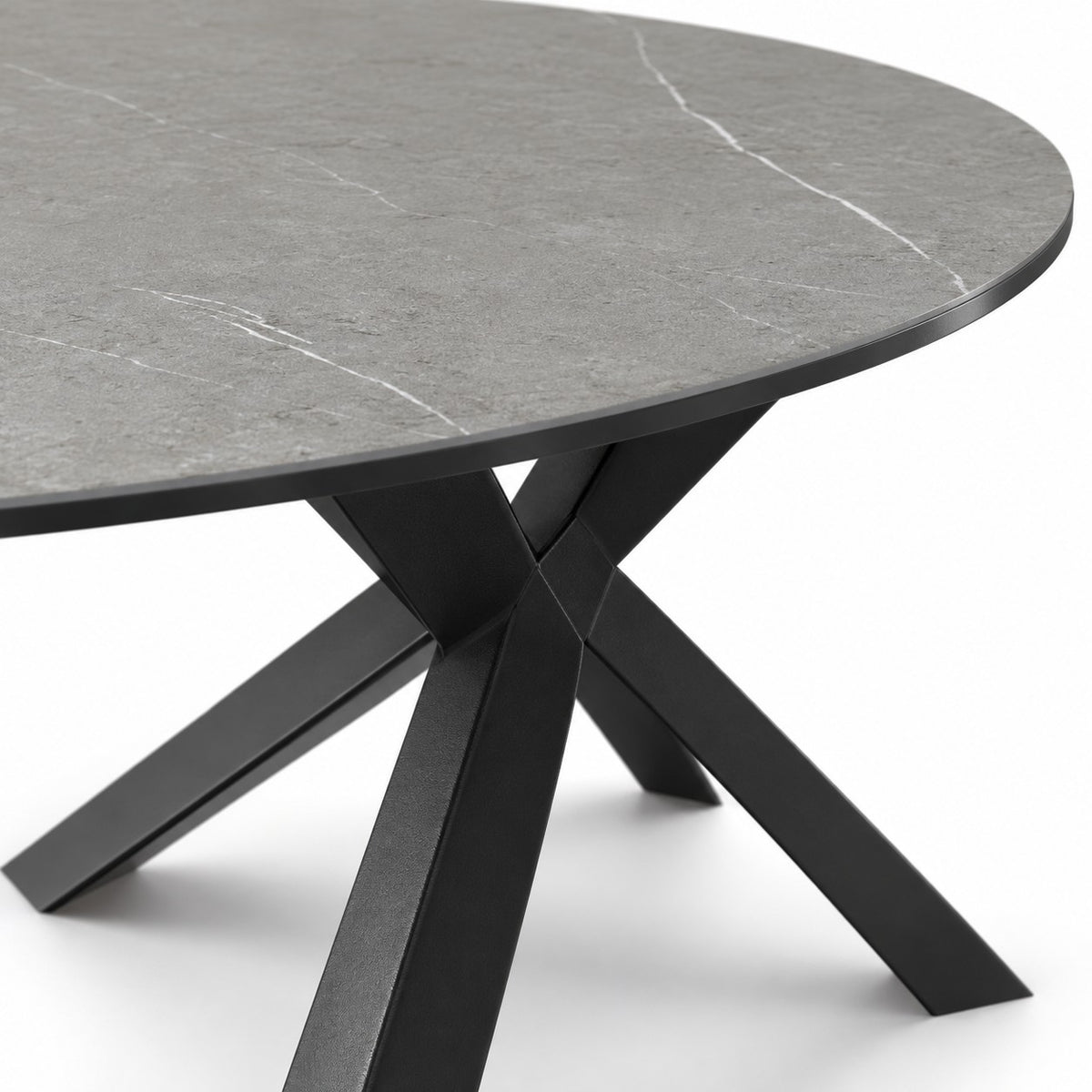 Coffee Table Usu - Grey MXC 122 Ceramic - Black Metal - Ø 90 cm - detail