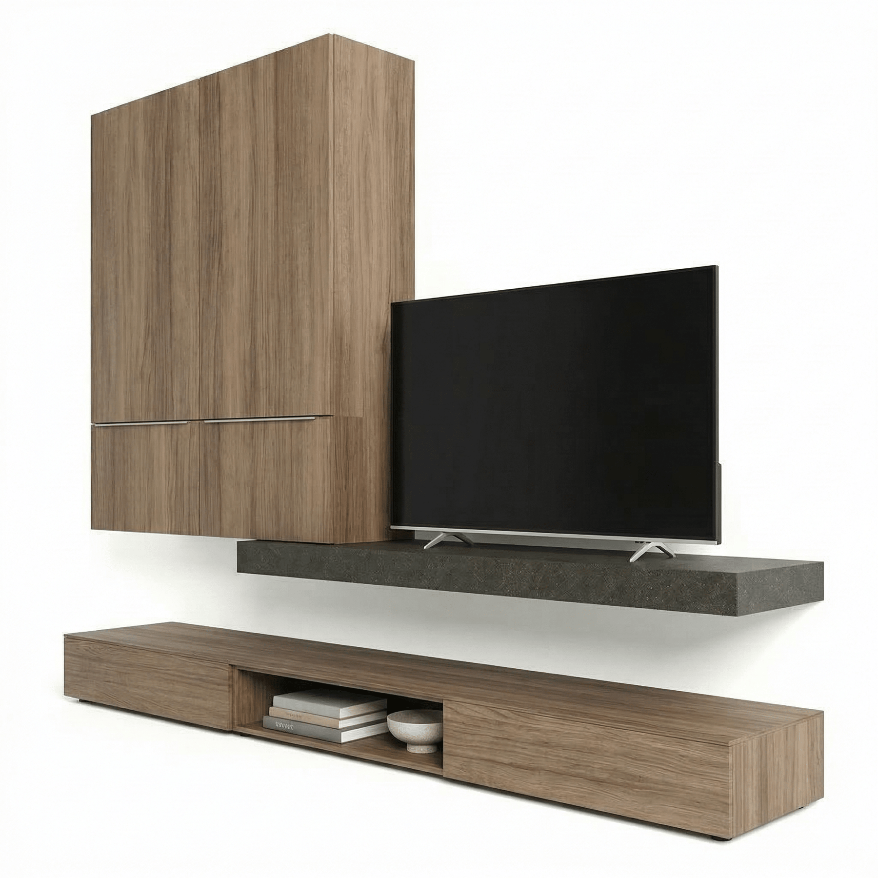 Montaro Modern TV Wall Unit | Minimalist Italian Floating Media System - Marcottestyle Shop