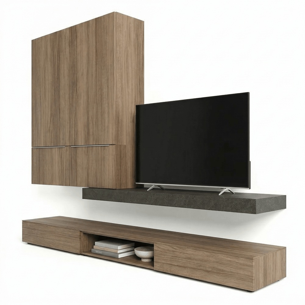 Montaro Modern TV Wall Unit | Minimalist Italian Floating Media System - View 2