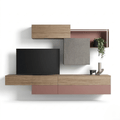 Morvello Luxe Italiaanse TV-wandmeubel | Modern Zwevend Mediaconsolesysteem met Designer Opbergruimte & LED Display Nis