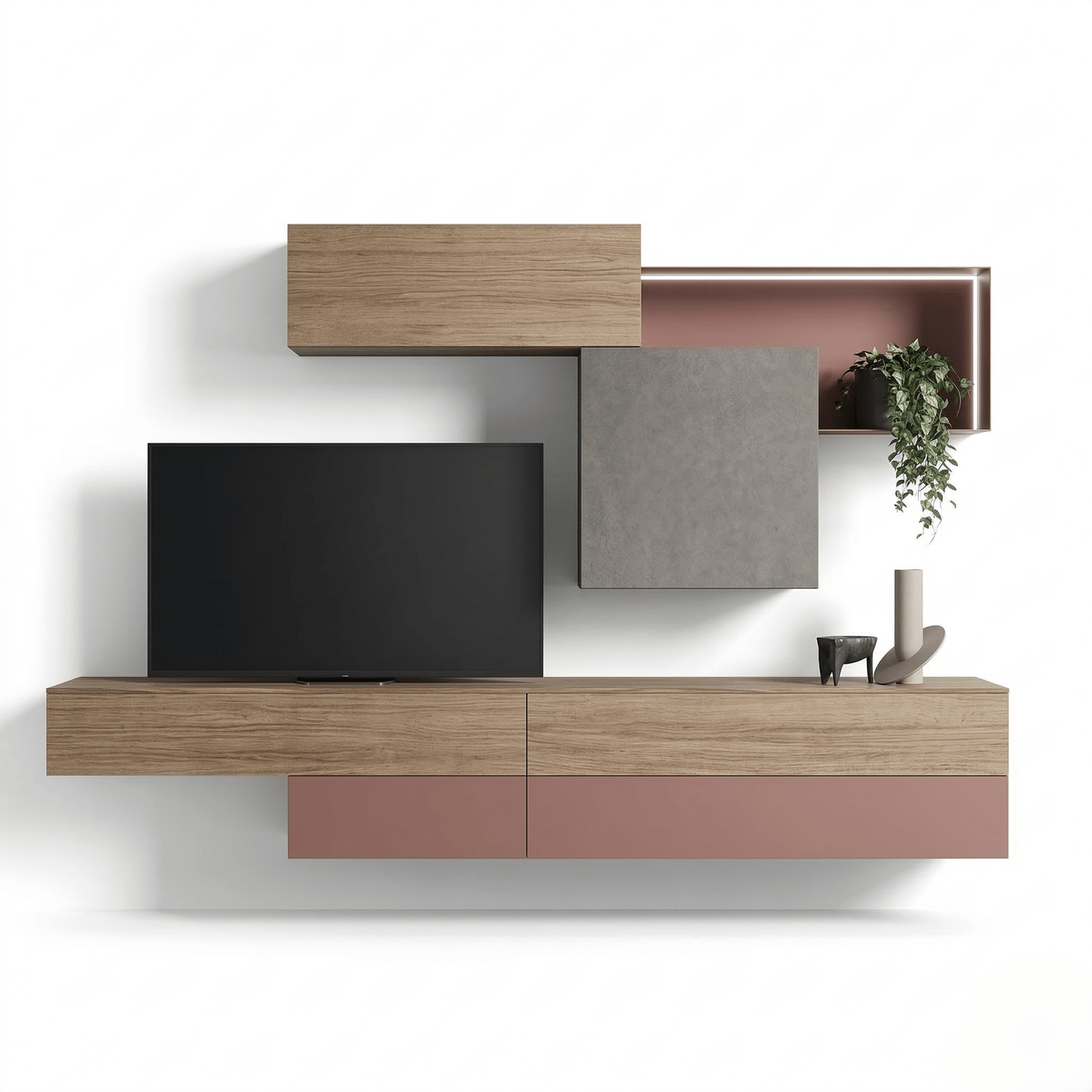 Morvello Luxe Italian TV Wall Unit | Modern Floating Media Sidetafel with Designer Storage & LED Display Niche - Marcottestyle Shop