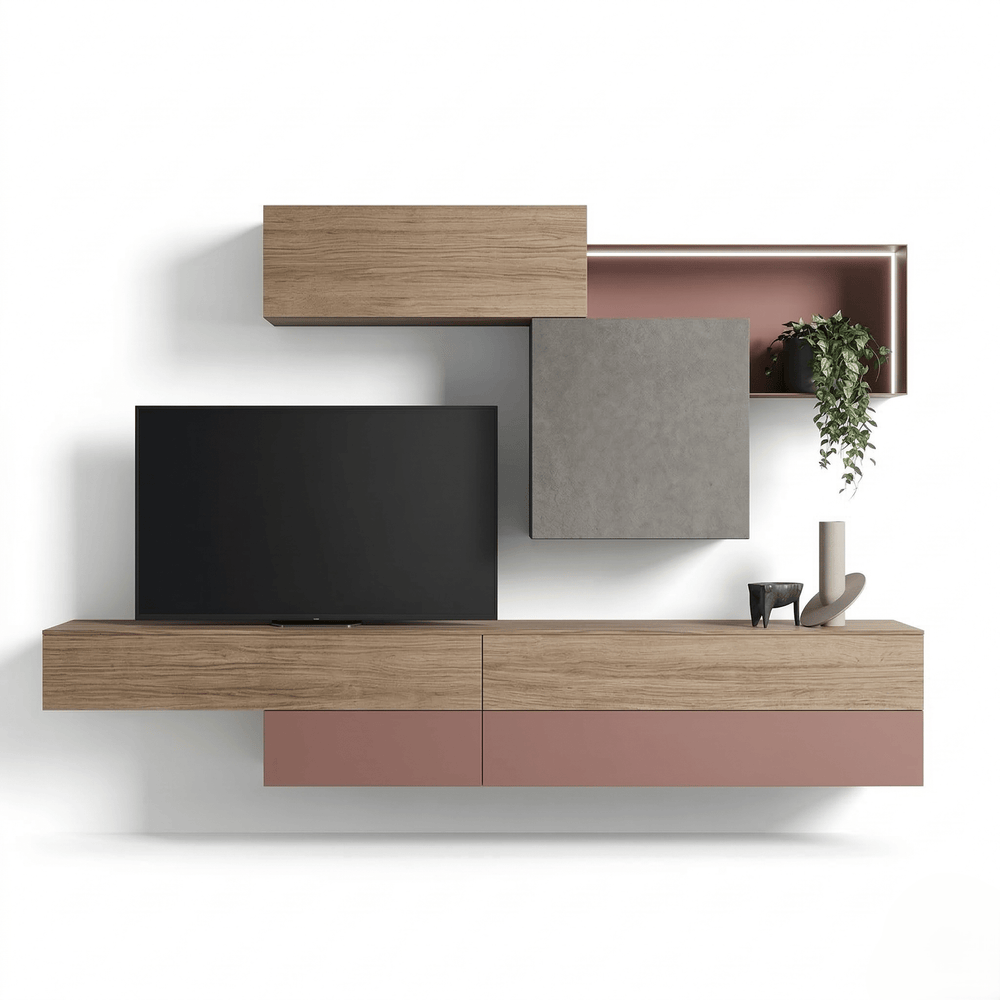 Morvello Luxury Italian TV Wall Unit | Modern Floating Media Console with Designer Storage & LED Display Niche