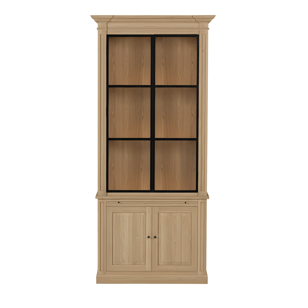 Vincester Display Cabinet - Solid Oak with 2 Glass Panel Doors