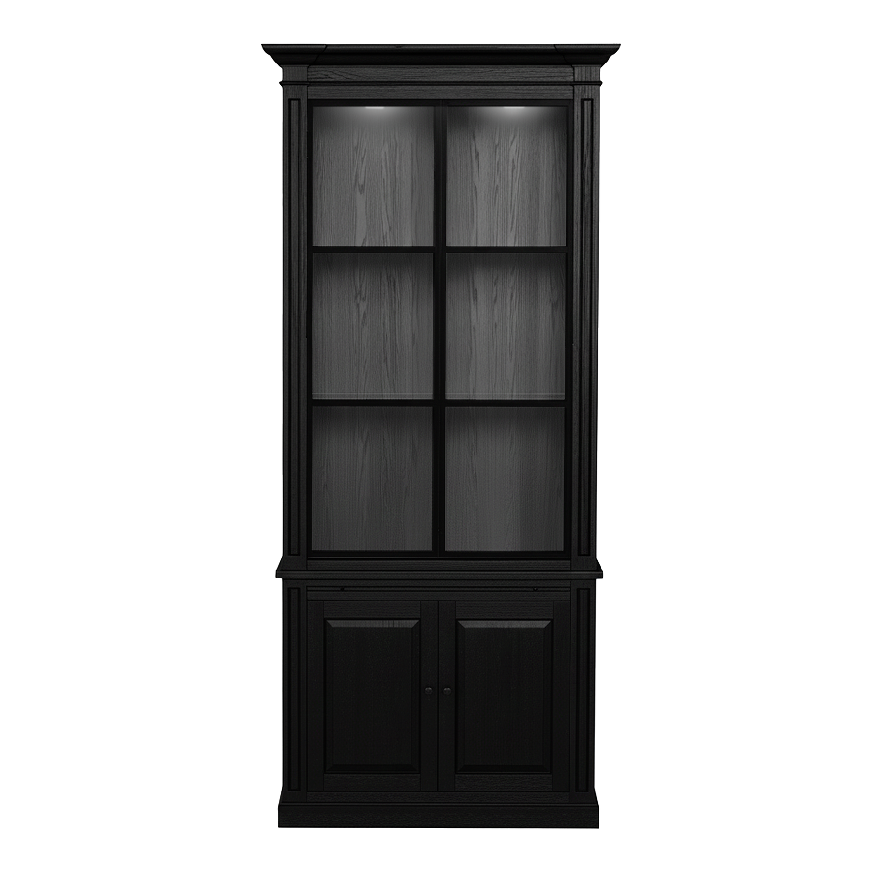 Vincester Displayschrank - Massiv Schwarz mit 2 Glasscheibentüren | Marcottestyle