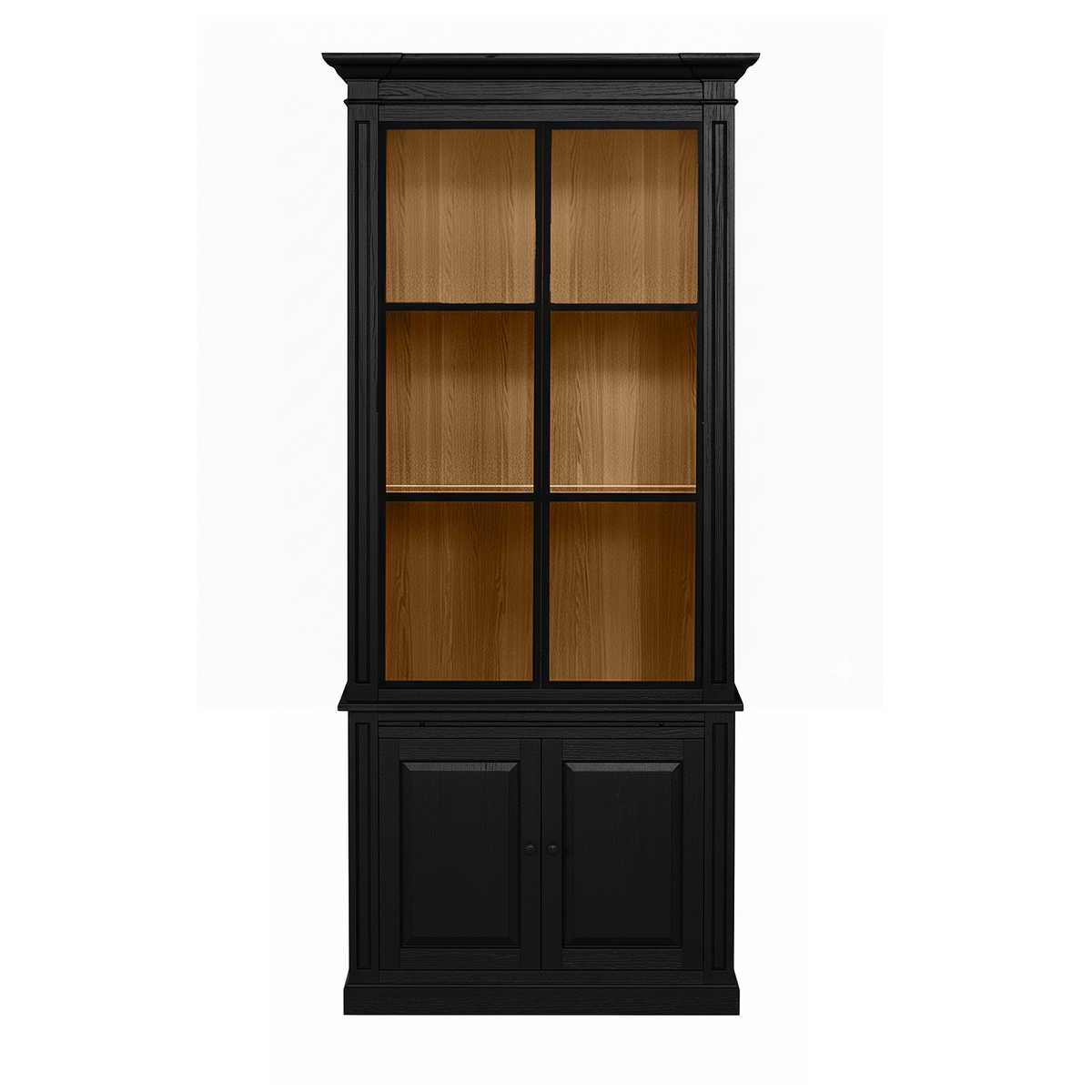 Vincester Display Cabinet - Solid Black with 2 Glass Panel Doors | Marcottestyle