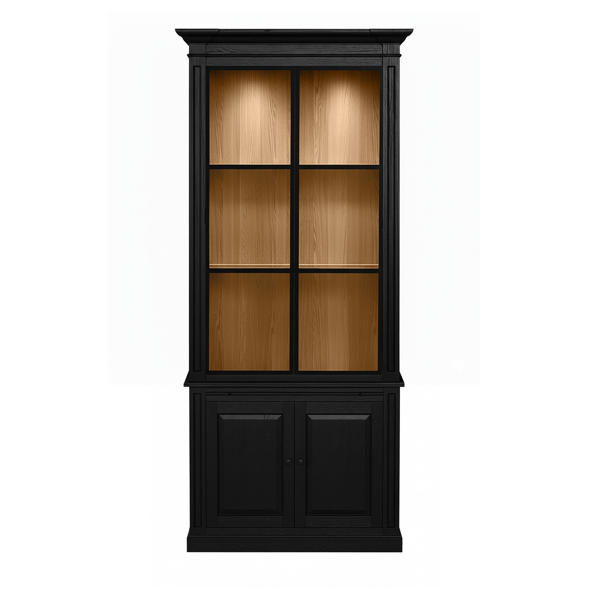 Vincester Display Cabinet - Solid Black with 2 Glass Panel Doors | Marcottestyle