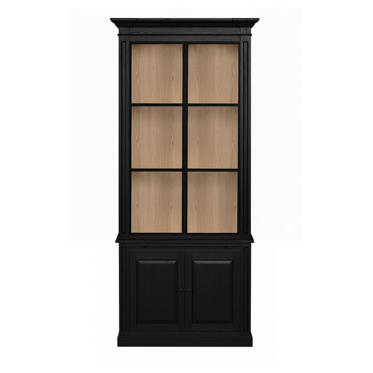Vincester Display Cabinet - Solid Black with 2 Glass Panel Doors | Marcottestyle