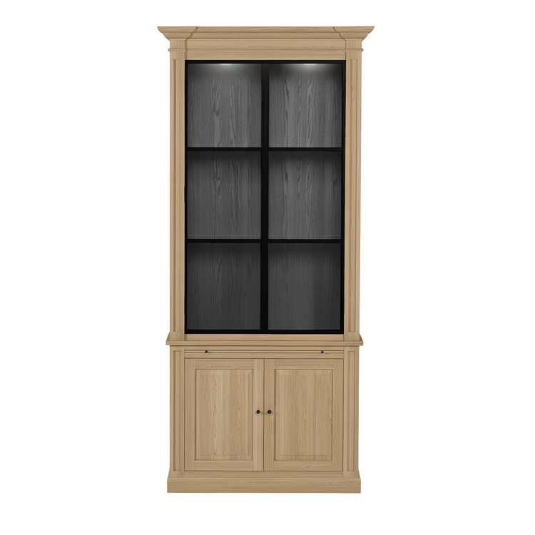 Vincester Display Cabinet - Solid Oak with 2 Glass Panel Doors | Marcottestyle