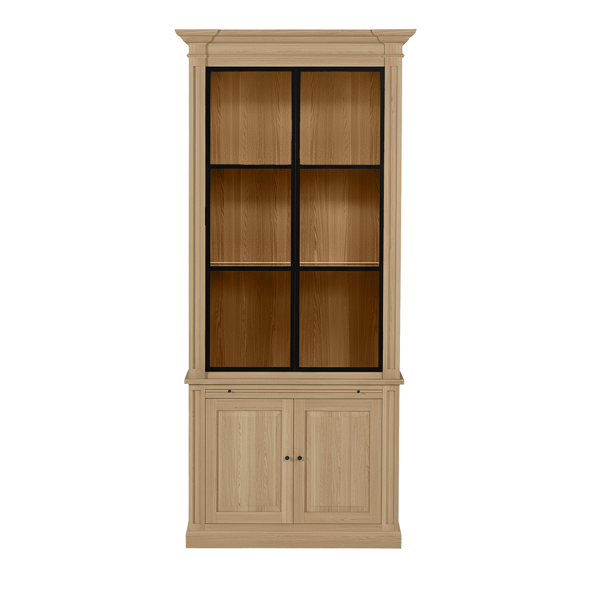 Vincester Display Cabinet - Solid Oak with 2 Glass Panel Doors | Marcottestyle