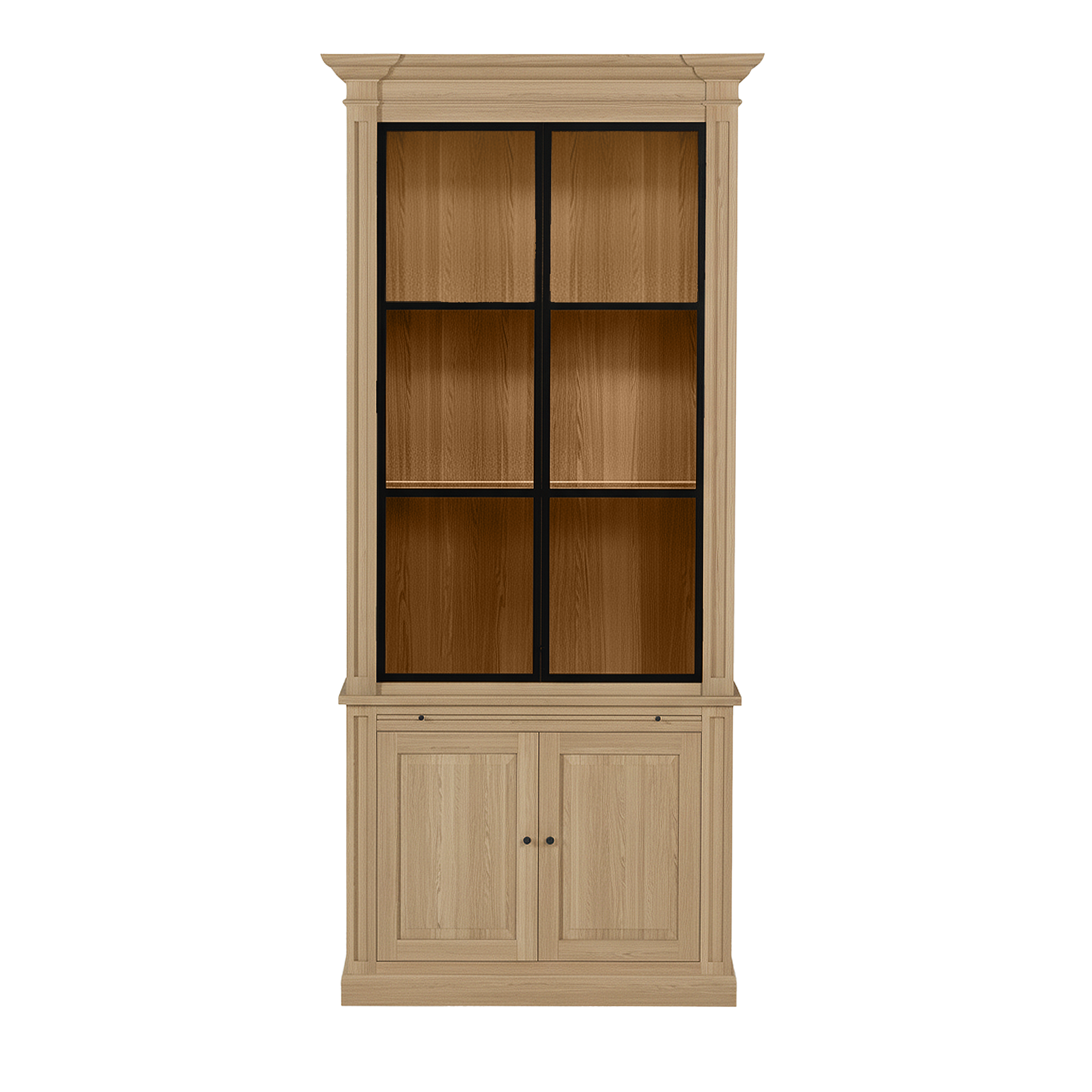Vincester Displayschrank - Massive Eiche mit 2 Glasscheibentüren | Marcottestyle