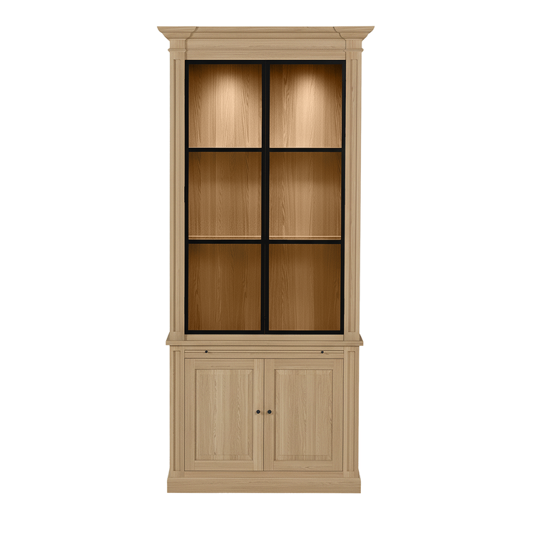 Vincester Display Cabinet - Solid Oak with 2 Glass Panel Doors | Marcottestyle