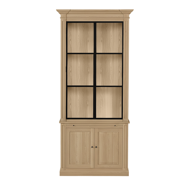 Vincester Display Cabinet - Solid Oak with 2 Glass Panel Doors | Marcottestyle