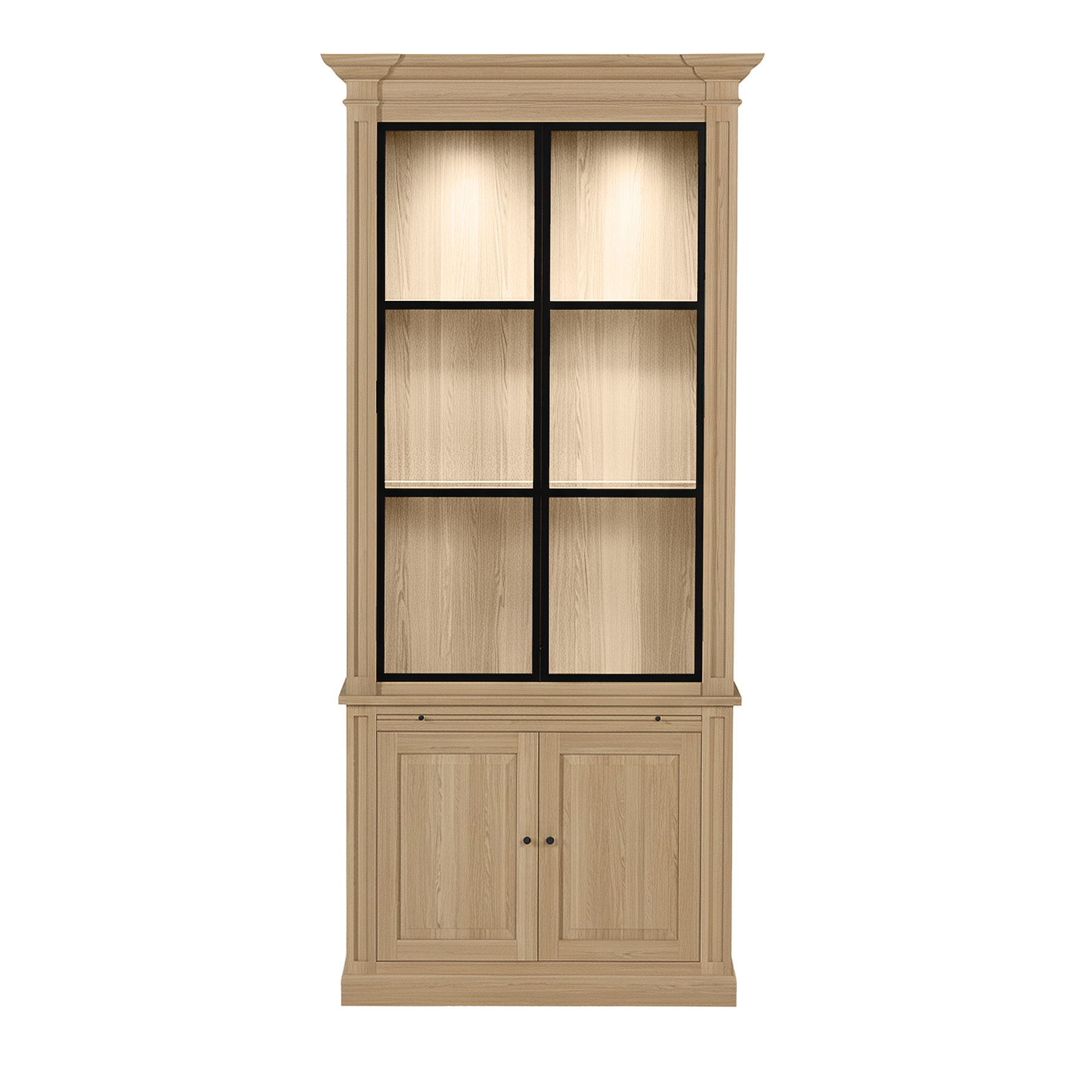 Vincester Displayschrank - Massive Eiche mit 2 Glasscheibentüren | Marcottestyle