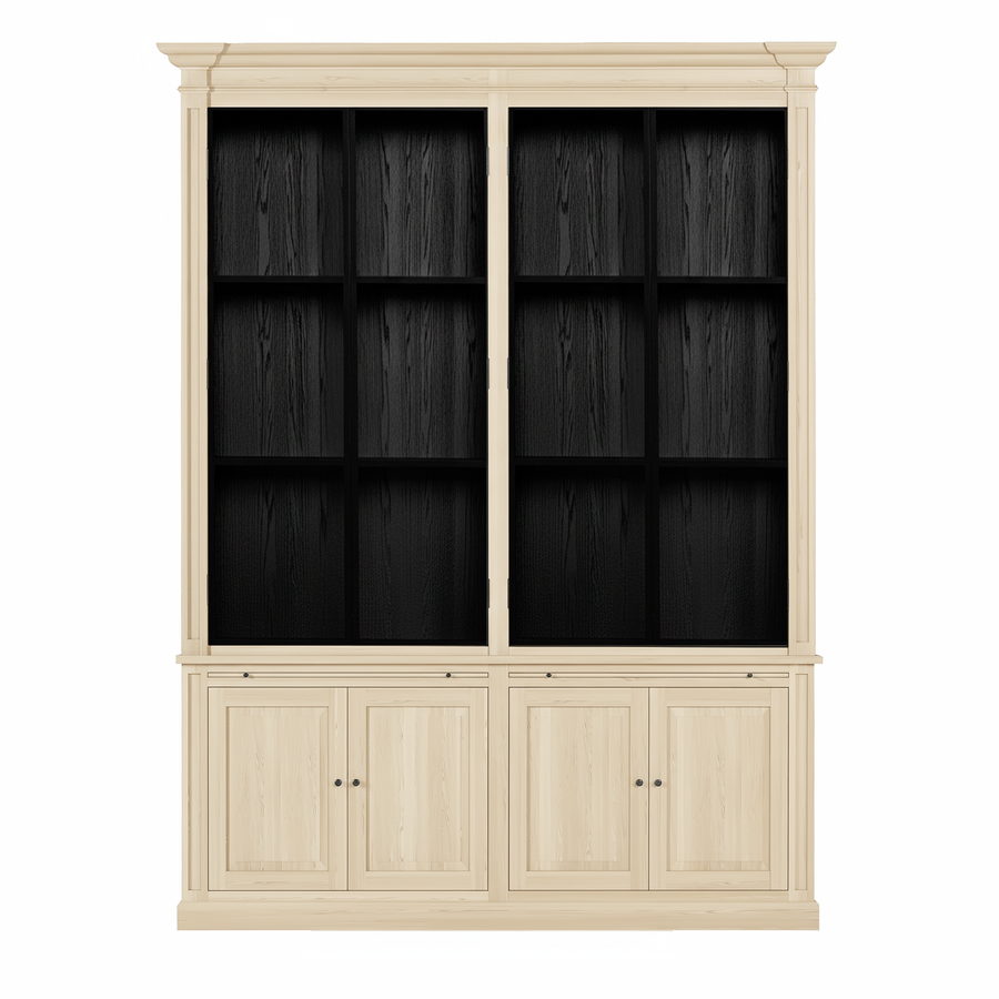 Vincester Double Vitrine - Massiv Weißeiche mit 4 Glas Paneel Türen