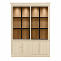 Vincester Double Vitrine - Massiv Weißeiche mit 4 Glas Paneel Türen