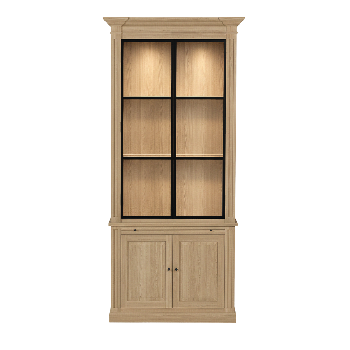 Vincester Display Cabinet - Solid Oak with 2 Glass Panel Doors | Marcottestyle