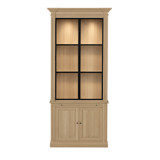 Vincester Display Cabinet - Solid Eiche with 2 Glass Panel Doors | Marcottestyle