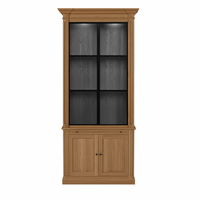 Vincester Vitrine - Massif Hoboken Chêne avec 2 Verre Panel Portes