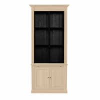 Vincester Vitrine - Massiv Weißeiche mit 2 Glas Paneel Türen