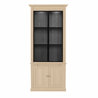 Vincester Vitrine - Massiv Weißeiche mit 2 Glas Paneel Türen