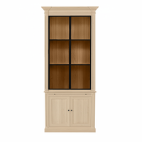 Vincester Vitrine - Massiv Weißeiche mit 2 Glas Paneel Türen