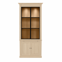 Vincester Vitrine - Massiv Weißeiche mit 2 Glas Paneel Türen