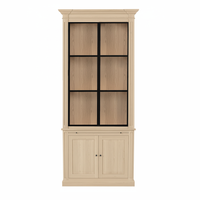 Vincester Vitrine - Massiv Weißeiche mit 2 Glas Paneel Türen