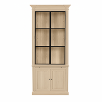 Vincester Vitrine - Massiv Weißeiche mit 2 Glas Paneel Türen