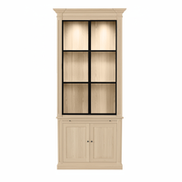 Vincester Vitrine - Massiv Weißeiche mit 2 Glas Paneel Türen